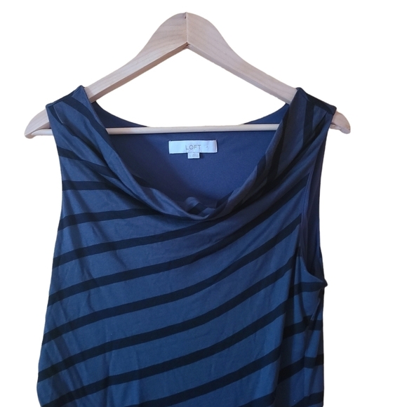 Ann Taylor Loft black gray striped sleeveless midi  dress - Picture 3 of 7